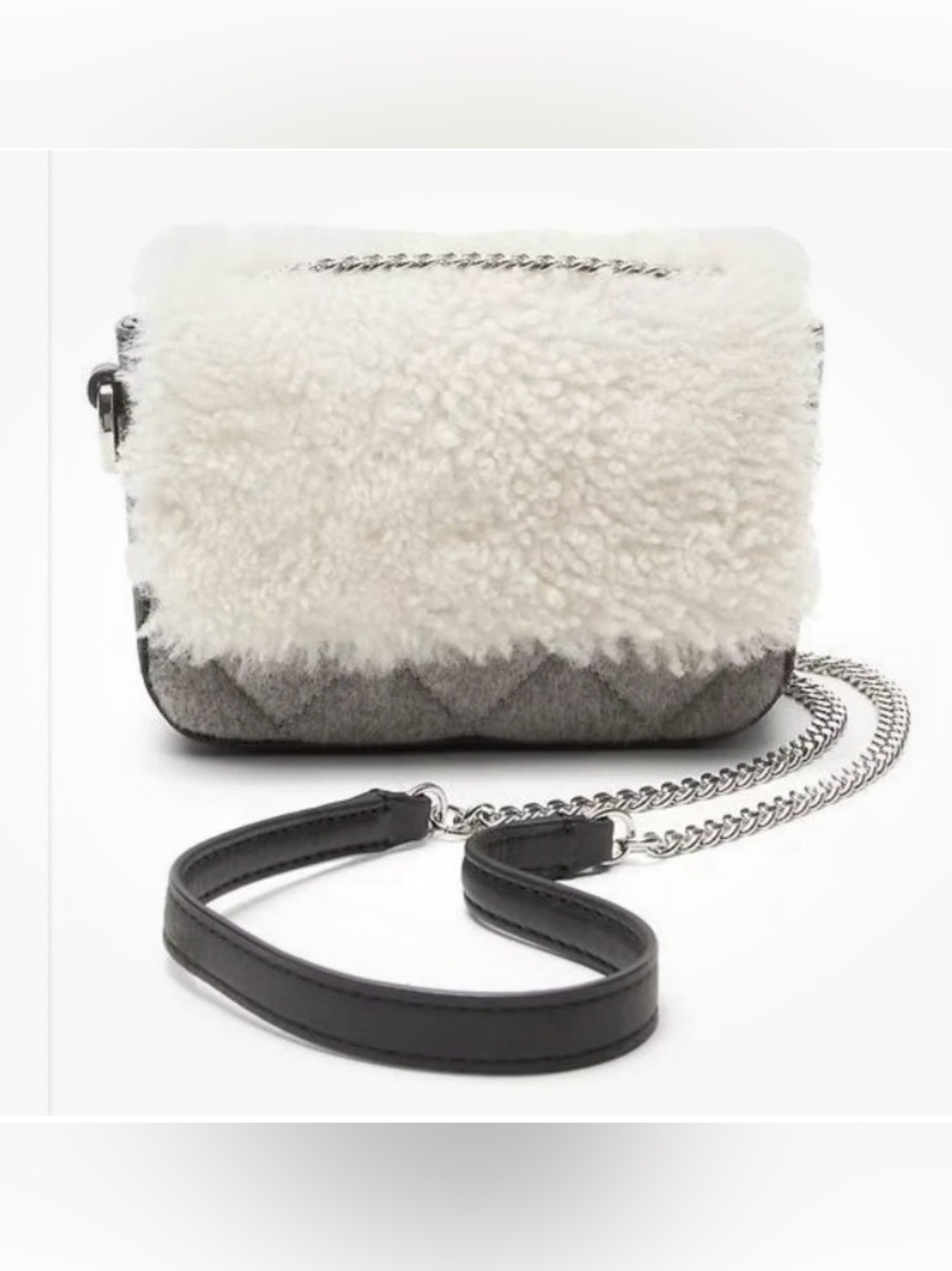 Banana Republic Shearling Quilted Crossbody Bag in Cream and Gray NWOT